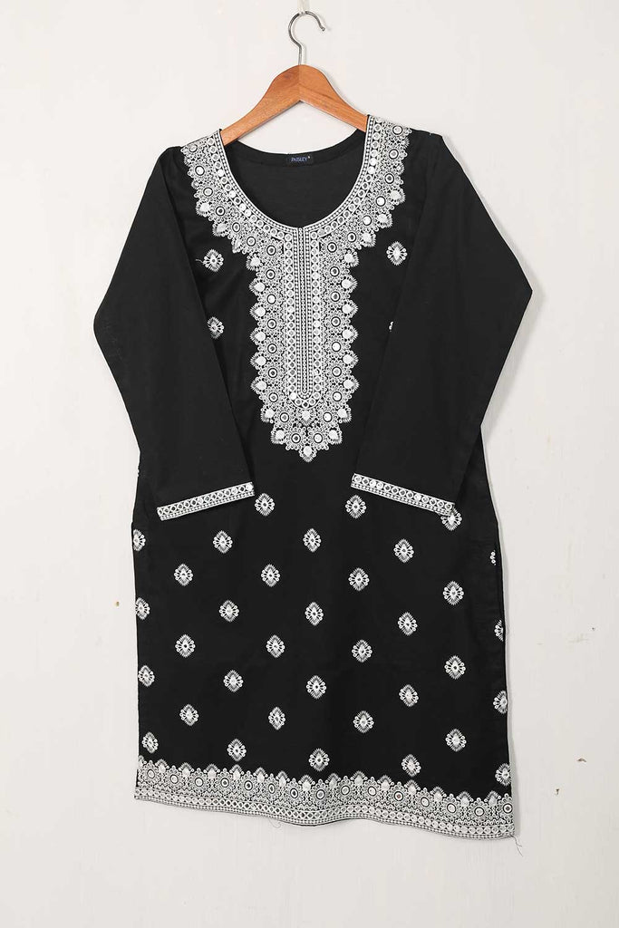 P-38-22-Black - All Over Sequence - Cambric Embroidered Kurti