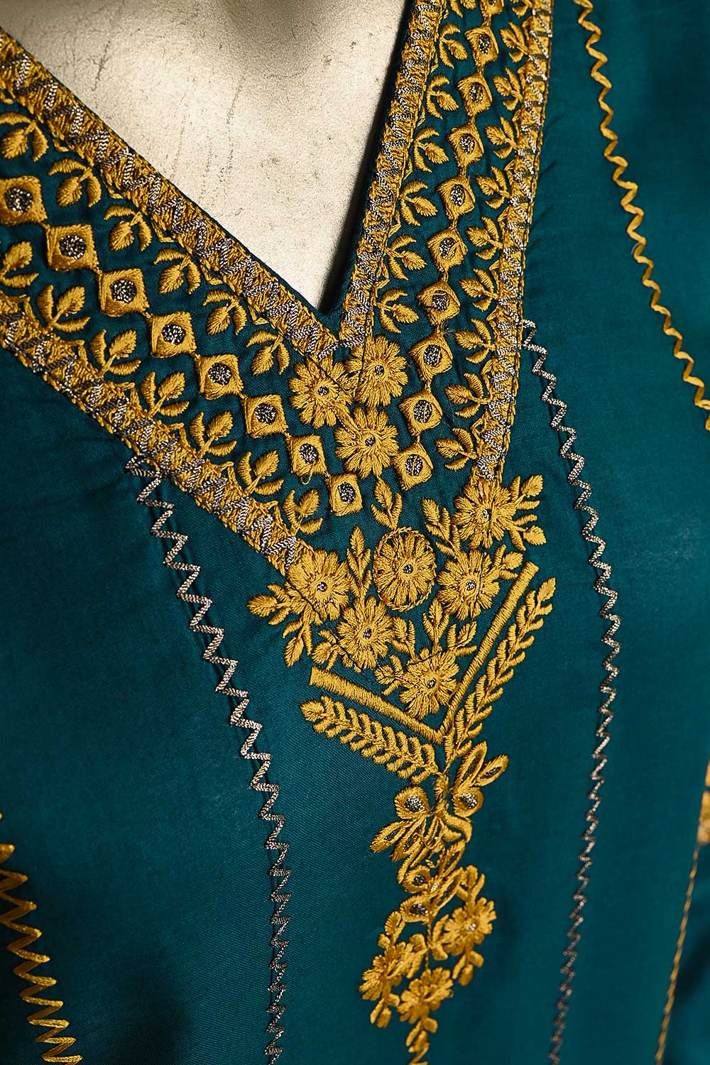 P-04-23-Turquoise - Fallen - Cambric Embroidered Kurti