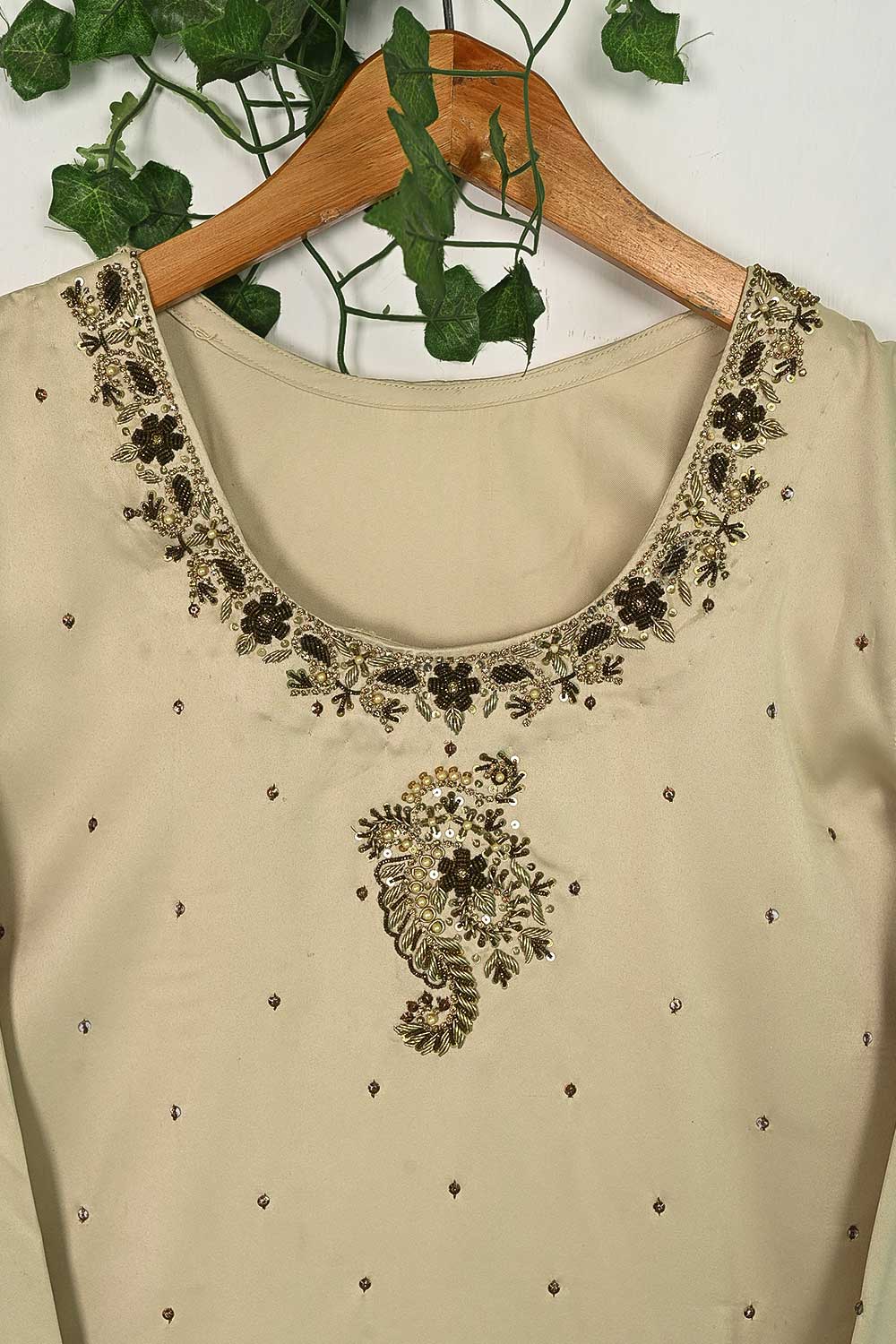 Silk Stitched Kurti with Bridal Hand Work - Wispy Air (HM-03-Skin)