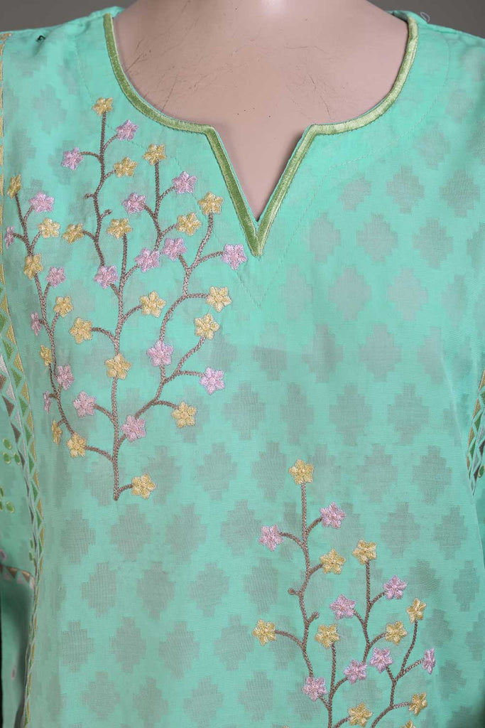 Cambric Printed & Embroidered Kurti - Volley (P-74-20-Ferozi)
