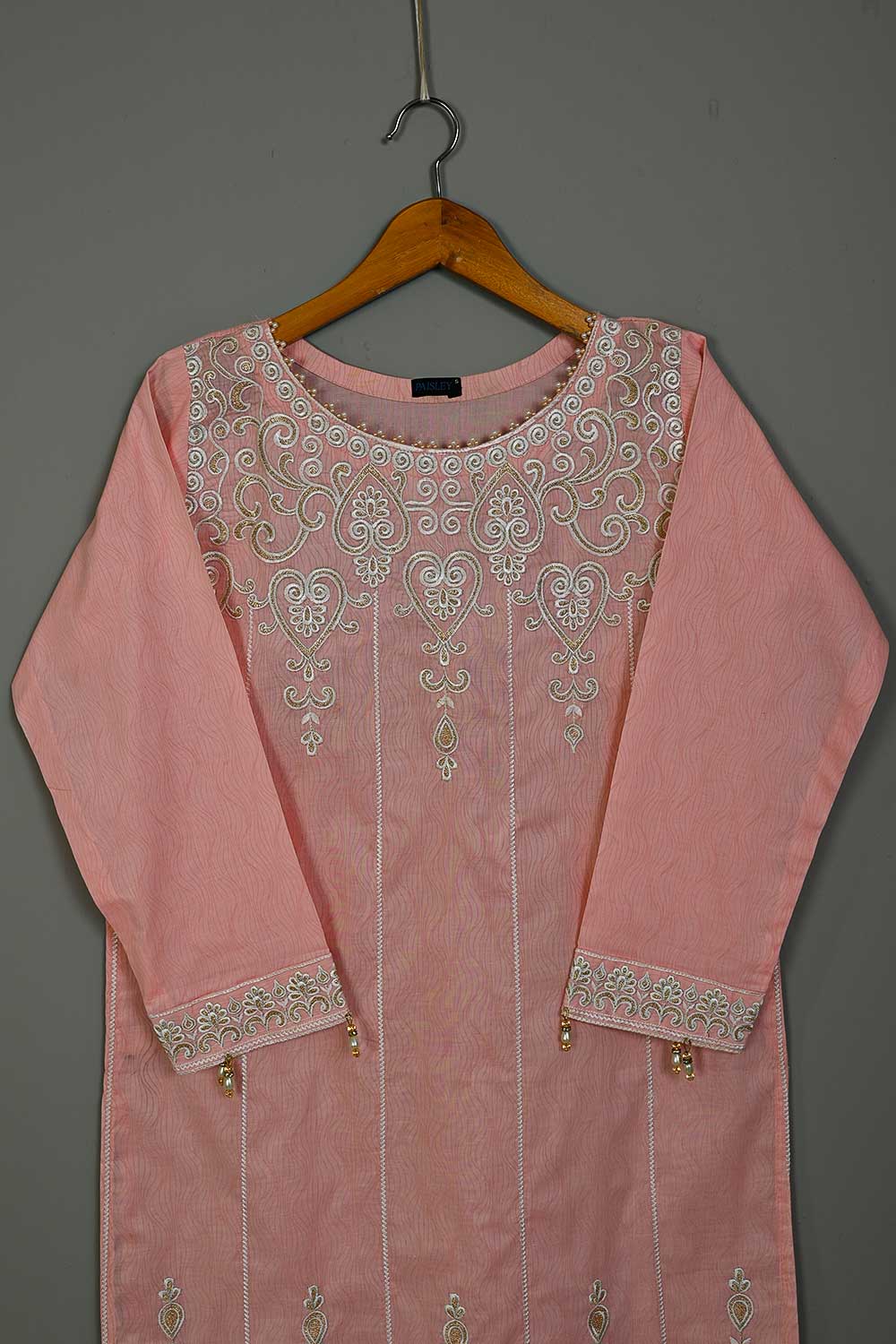 P-27-21-Pink - Heart - Cambric Embroidered Kurti