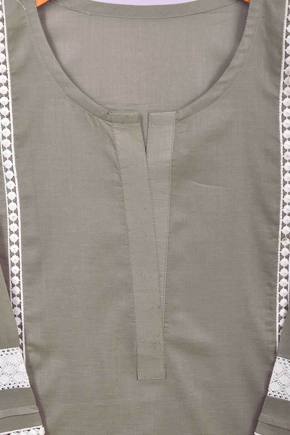 Cambric Pintex Kurti with Chikankari Borders - (P-38-20-Grey)