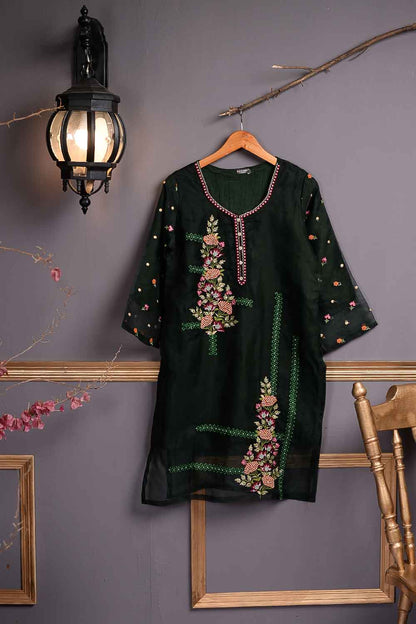 Organza Embroidered Kurti - Iconic (P-28-20-BottleGreen)