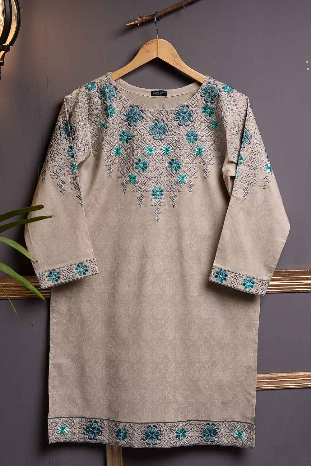 Cambric Embroidered & Printed Kurti – Gulistan (P-205-19-Skin)