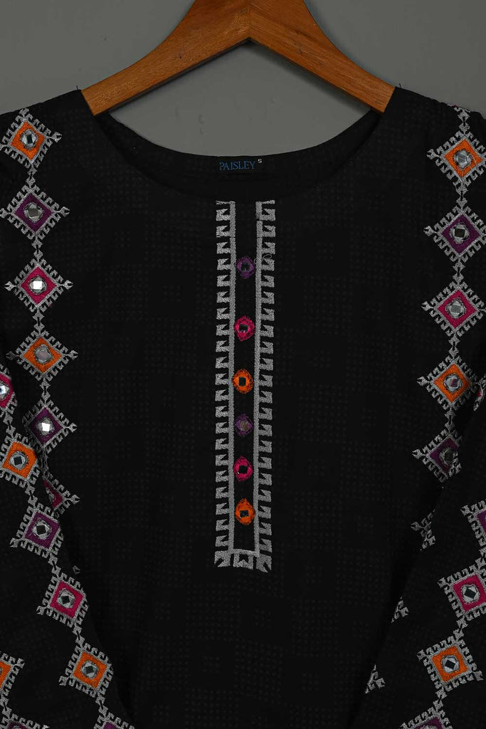 P-35-21-Black - Wrench - Cambric Embroidered Kurti