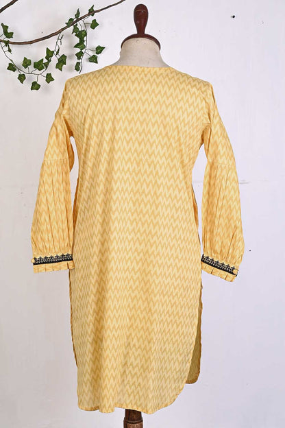 P-42-22-Yellow - Zell Frock - Cambric Embroidered Kurti