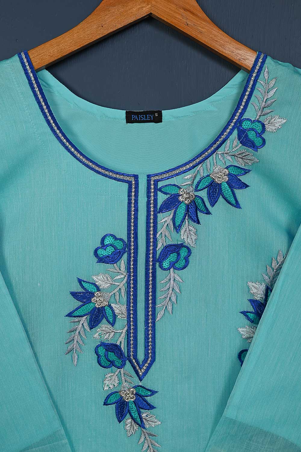 P-102-21-LightBlue - Serendipity - Paper Cotton Embroidered Kurti