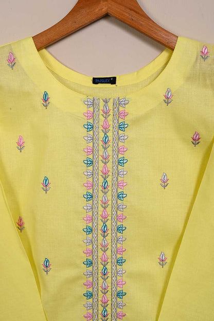 P-91-21-Yellow - PY-14 - Cambric Embroidered Kurti