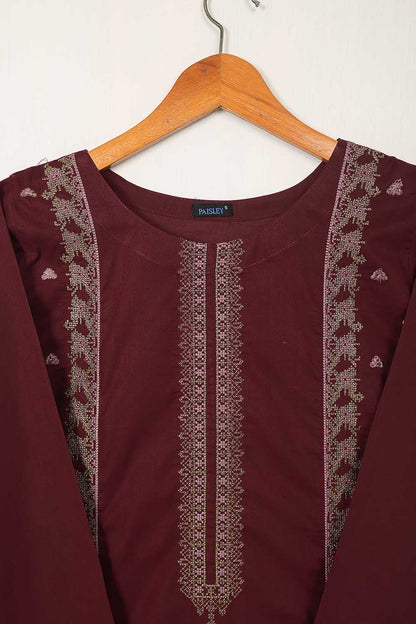 P-45-22-Maroon - Stonage - Cambric Embroidered Kurti