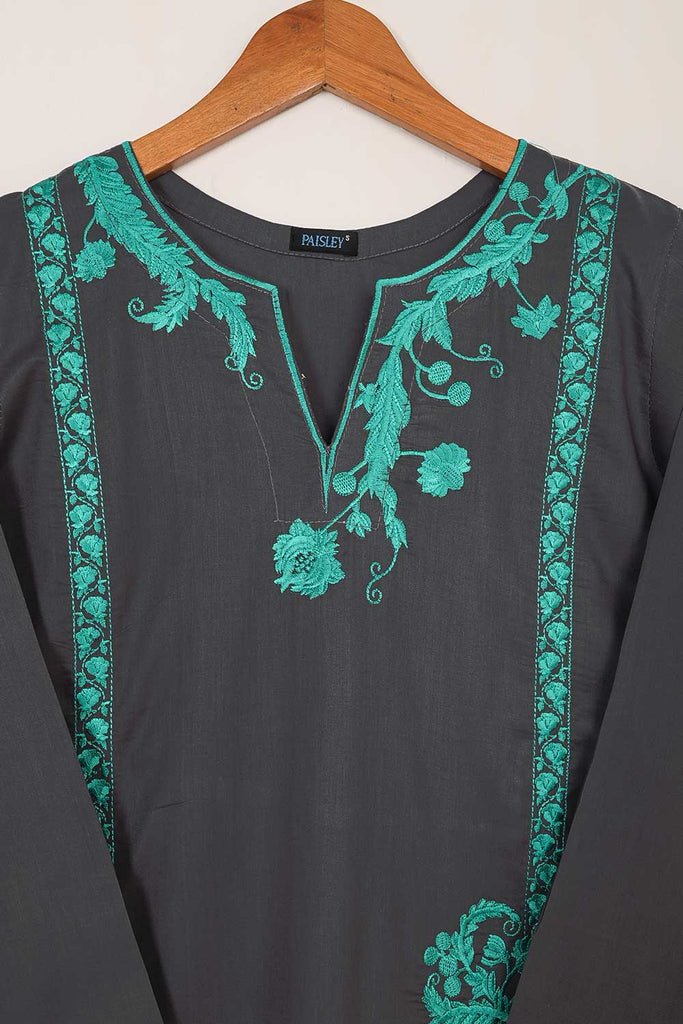 P-55-22-Grey - Flute - Cambric Embroidered Kurti