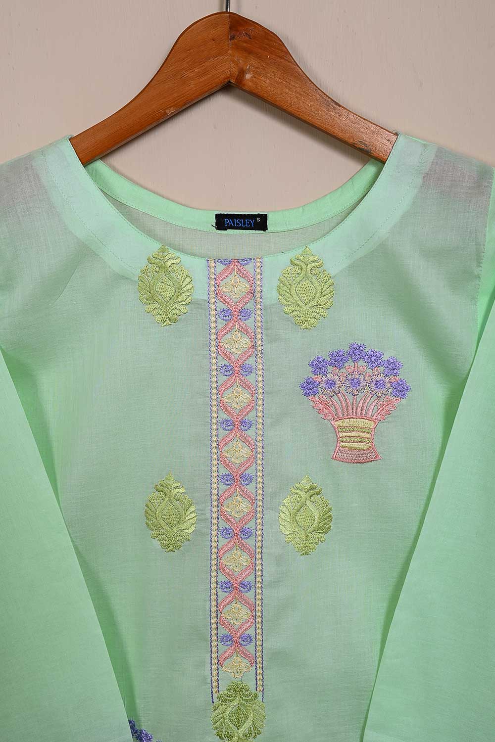 P-86-21-AquaGreen - PY-09 - Cambric Embroidered Kurti