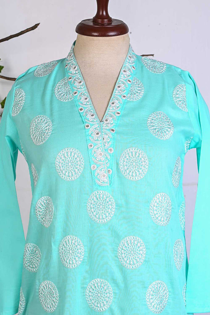 P-81-21-Blue - PY-04 - Cambric Embroidered Kurti