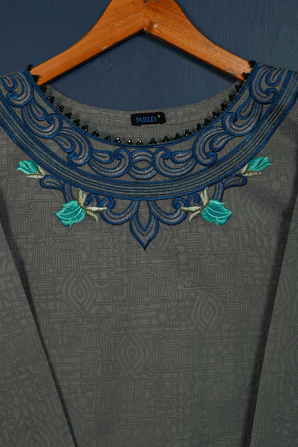 P-111-21-Grey - Invert - Cambric Embroidered Kurti