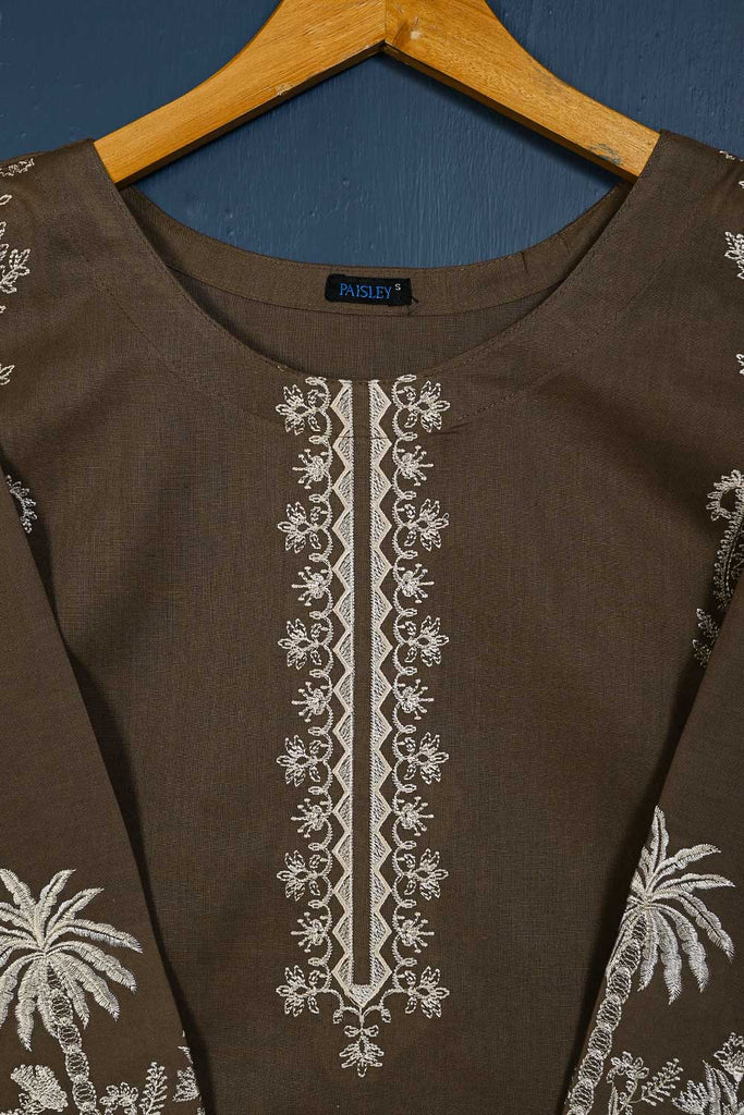 P-110-21-LightBrown - Palm - Cambric Embroidered Kurti