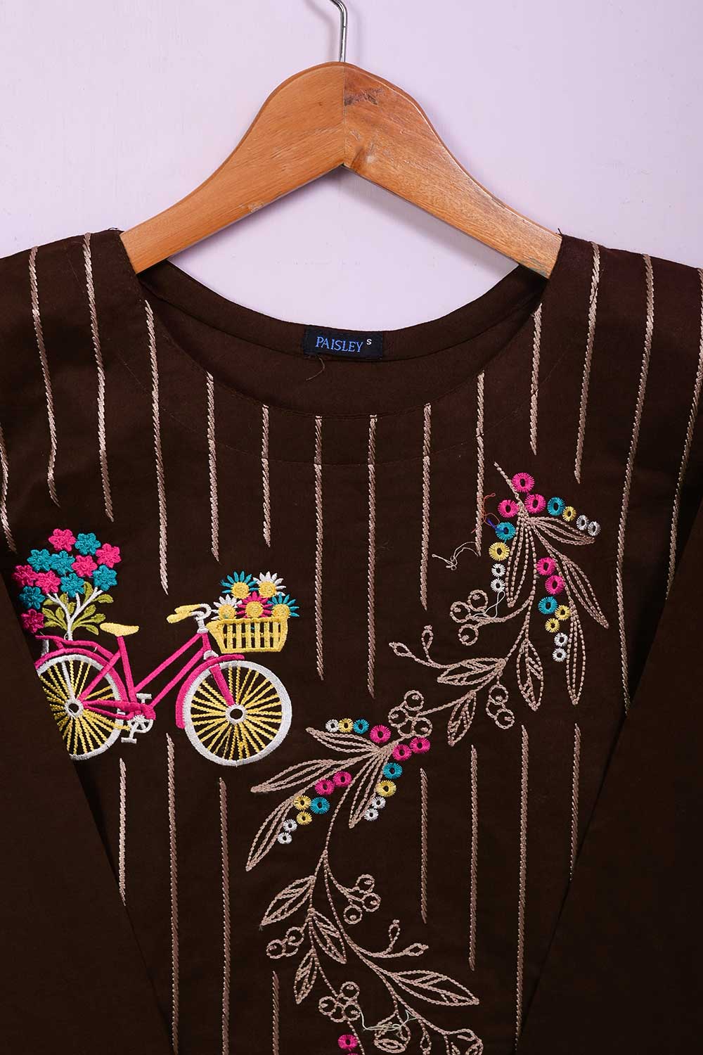 Kali Cycle (P-70-21-Brown) - Cambric Printed & Embroidered Kurti