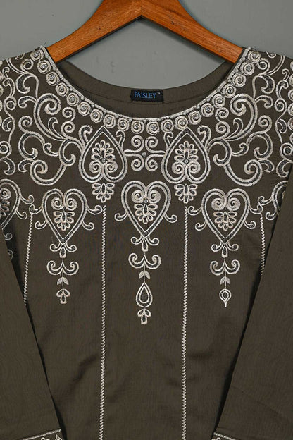 P-27-21-Grey - Heart - Cambric Embroidered Kurti