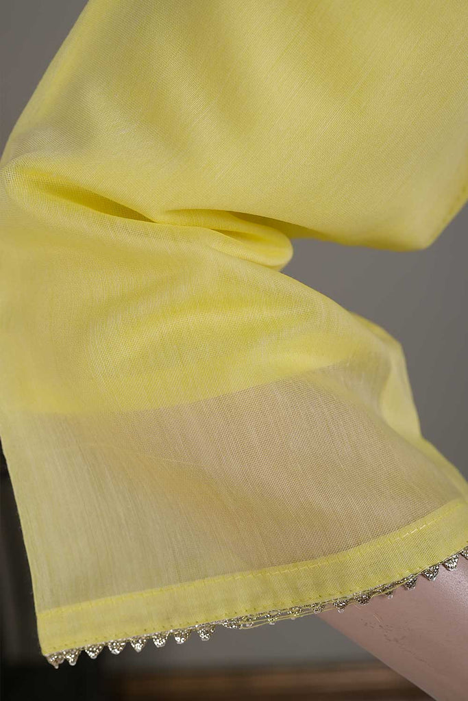 P-105-21-Yellow - Euphonious - Paper Cotton Embroidered Kurti