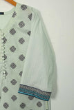 Lime 2PC (P-65-21-Mint) - Cotton Embroidered Shirt With Printed Chiffon Dupatta