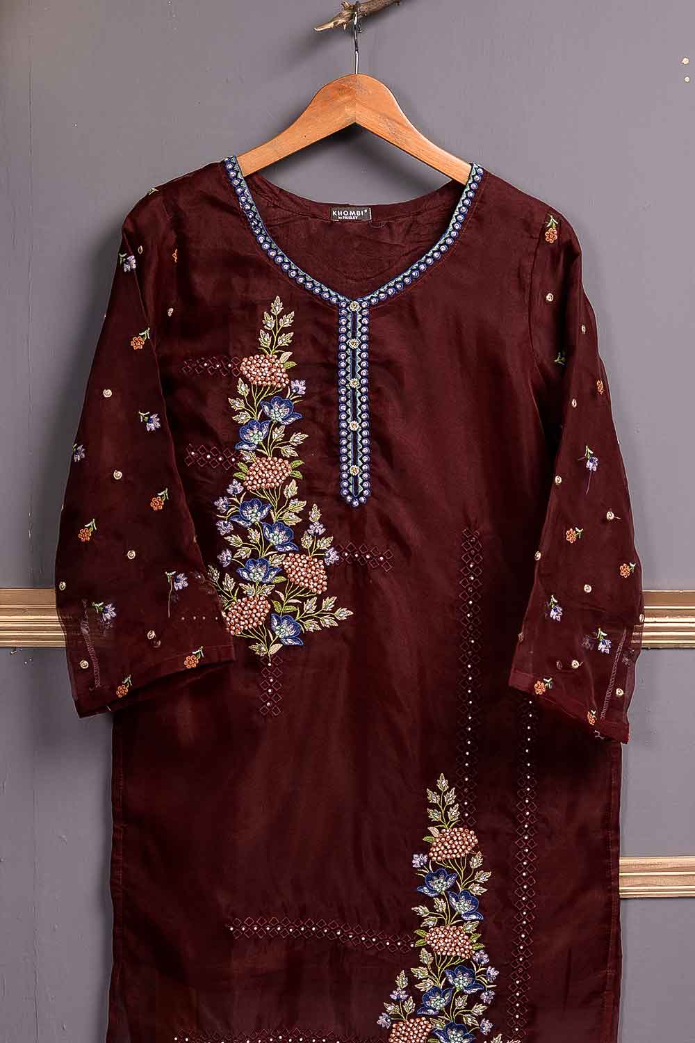 Organza Embroidered Kurti - Iconic (P-28-20-Maroon)