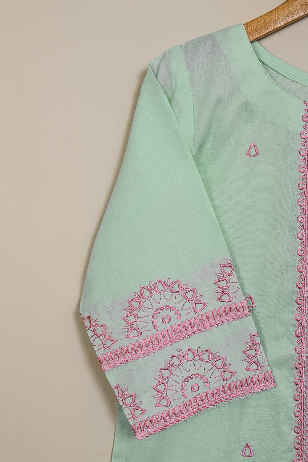 P-78-21-LightGreen - PY-01 - Cambric Embroidered Kurti