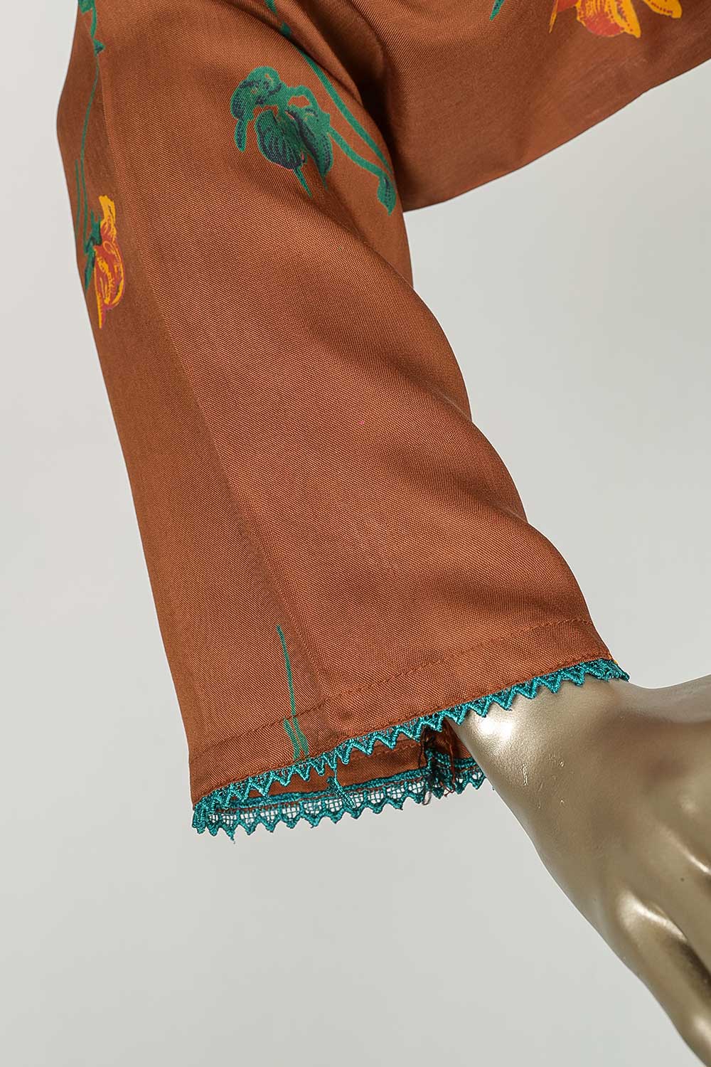 P-87-22-Rust - Viscose V-Gala | 2Pc Cambric Printed Shirt With Printed Trouser