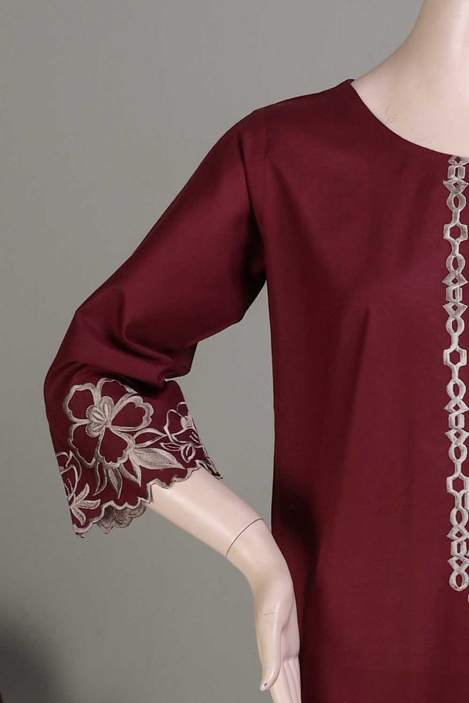 P-79-21-Maroon - PY-02 - Cambric Embroidered Kurti