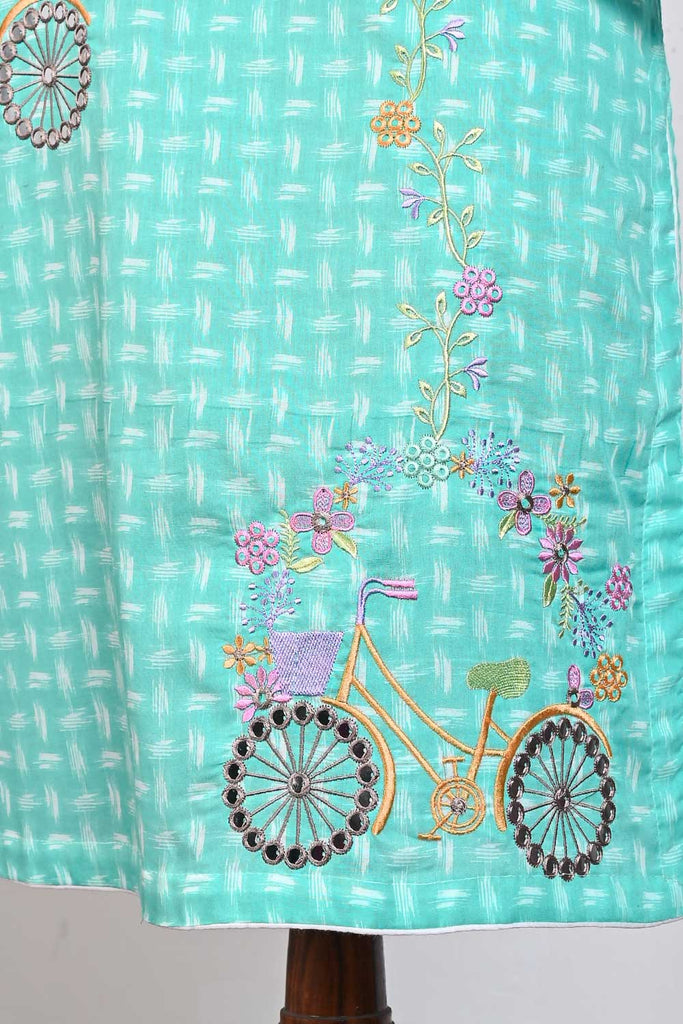 9MM Cycle (P-73-21-SeaGreen) - Cambric Printed & Embroidered Kurti