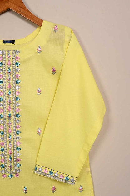 P-91-21-Yellow - PY-14 - Cambric Embroidered Kurti