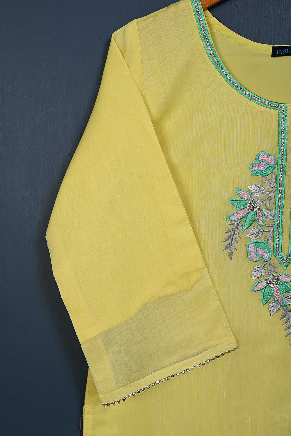 P-102-21-Yellow - Serendipity - Paper Cotton Embroidered Kurti