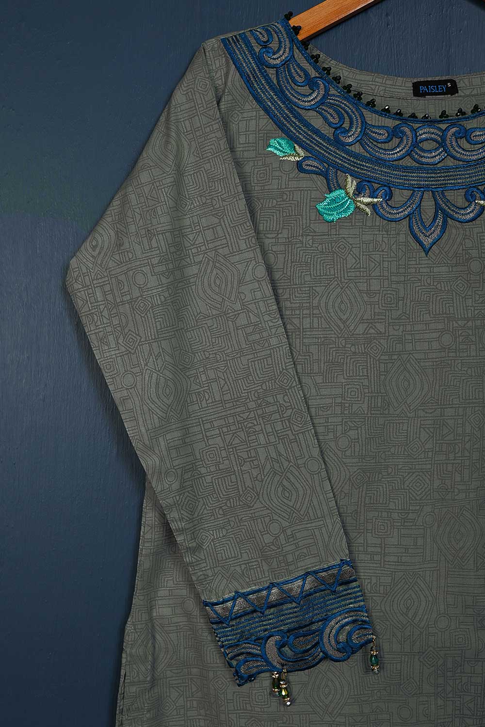 P-111-21-Grey - Invert - Cambric Embroidered Kurti