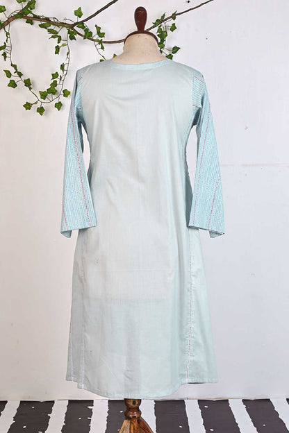 P-41-22-SkyBlue - Lace Frock - Cambric Embroidered Kurti