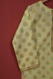 Gold Print 2PC (P-66-21-Yellow) - 2Pc Stitched Cotton Golden Printed Shirt With Multi Check Organza Dupatta