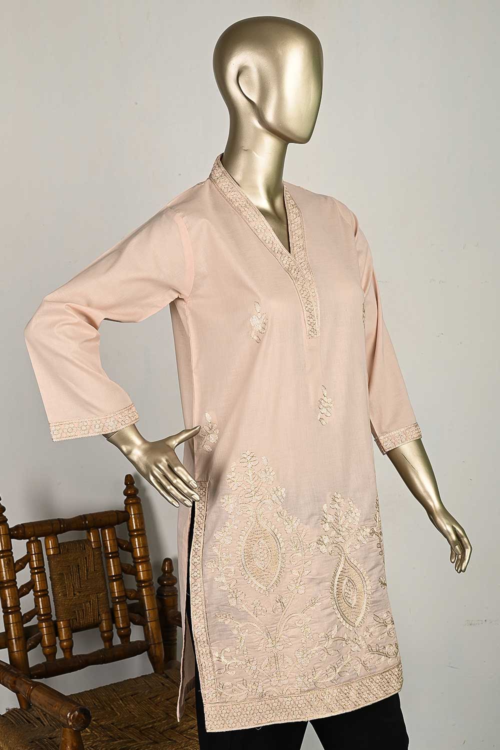 P-72-22-Peach - Toss - Cambric Embroidered Kurti