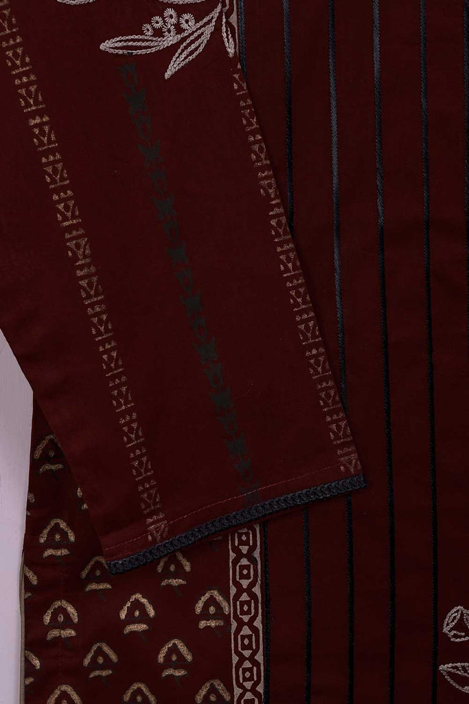 Kali Block (P-03-21-RedishMaroon) - Cambric Printed & Embroidered Kurti