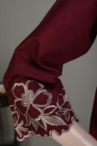 P-79-21-Maroon - PY-02 - Cambric Embroidered Kurti