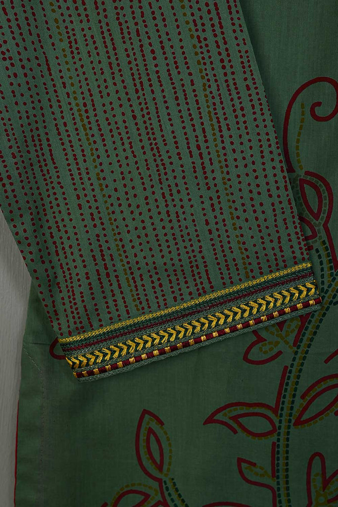 P-116-21-DullGreen - Wave - Cambric Embroidered Kurti