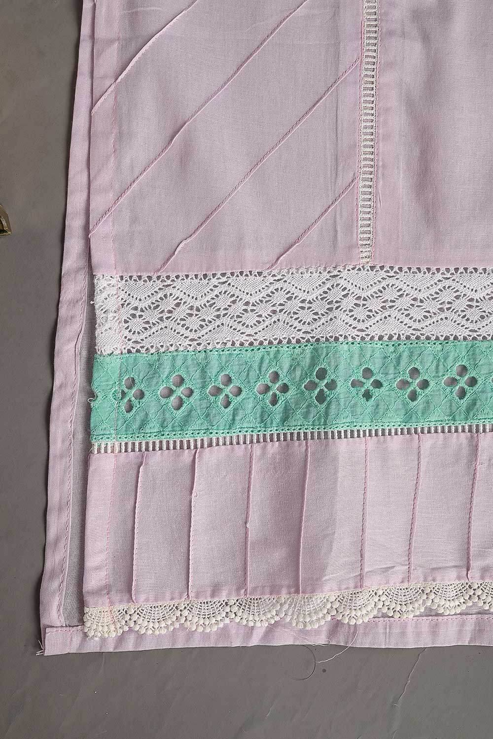 Cambric Pintex Kurti with Chikankari Borders - (P-38-20-LightPurple)