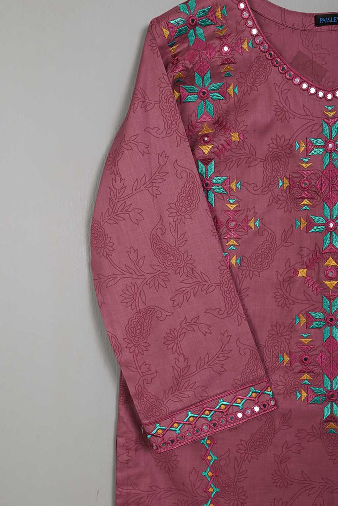 P-30-22-Pink - Greed - Cambric Embroidered & Printed Kurti