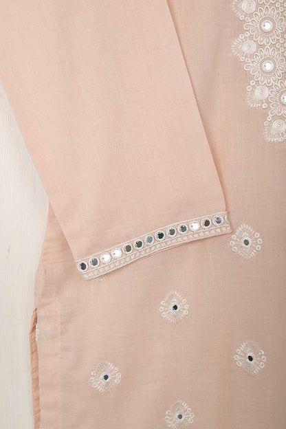 P-38-22-Peach - All Over Sequence - Cambric Embroidered Kurti