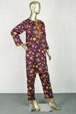 P-01-23-Purple - Viscose Yellow Flower | 2Pc Cambric Printed Shirt With Printed Trouser