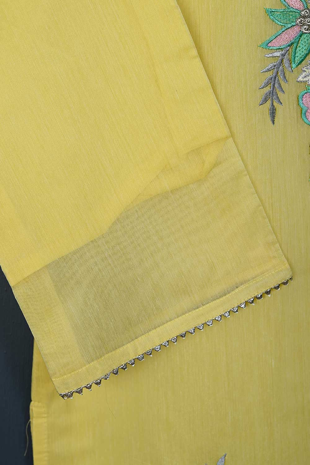 P-102-21-Yellow - Serendipity - Paper Cotton Embroidered Kurti