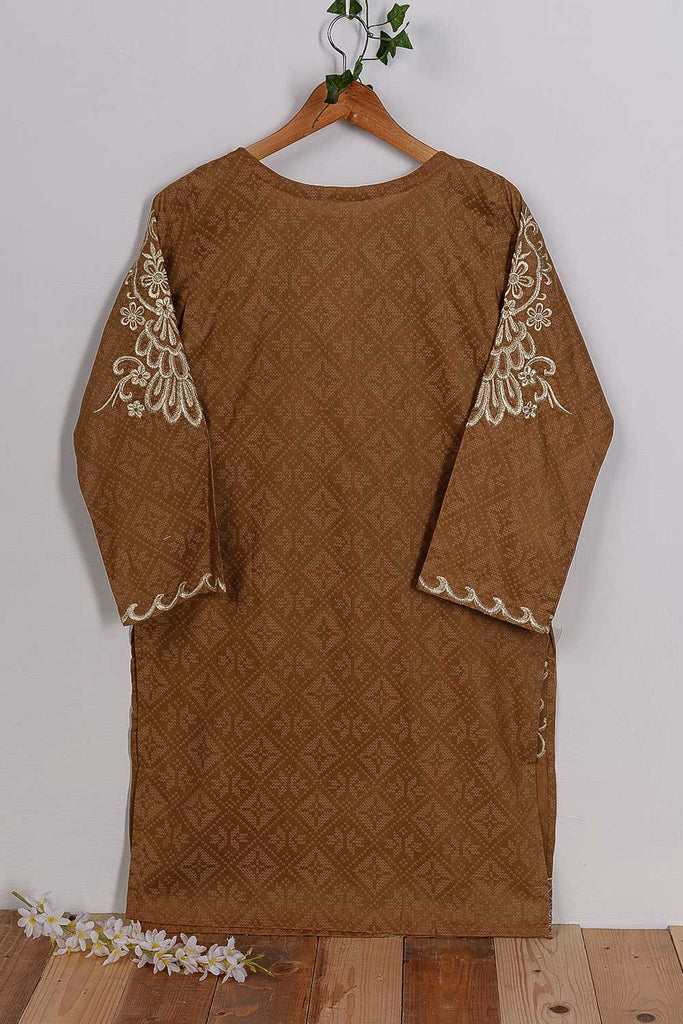Cambric Embroidered & Printed Kurti - Royal (P-251-19-Rust)