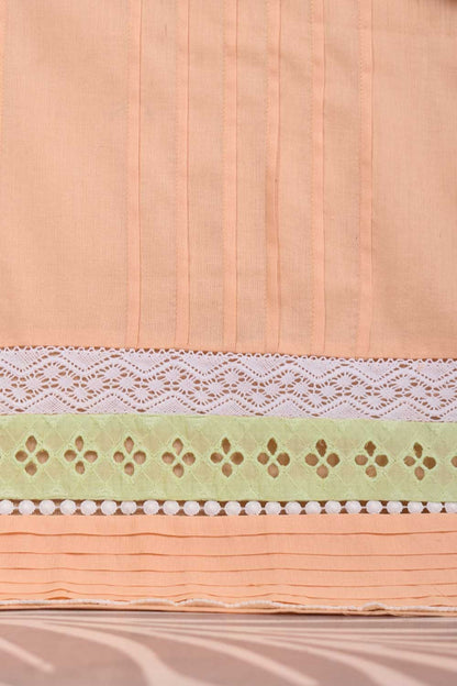 Cambric Pintex Kurti with Chikankari Borders - (P-38-20-Peach)