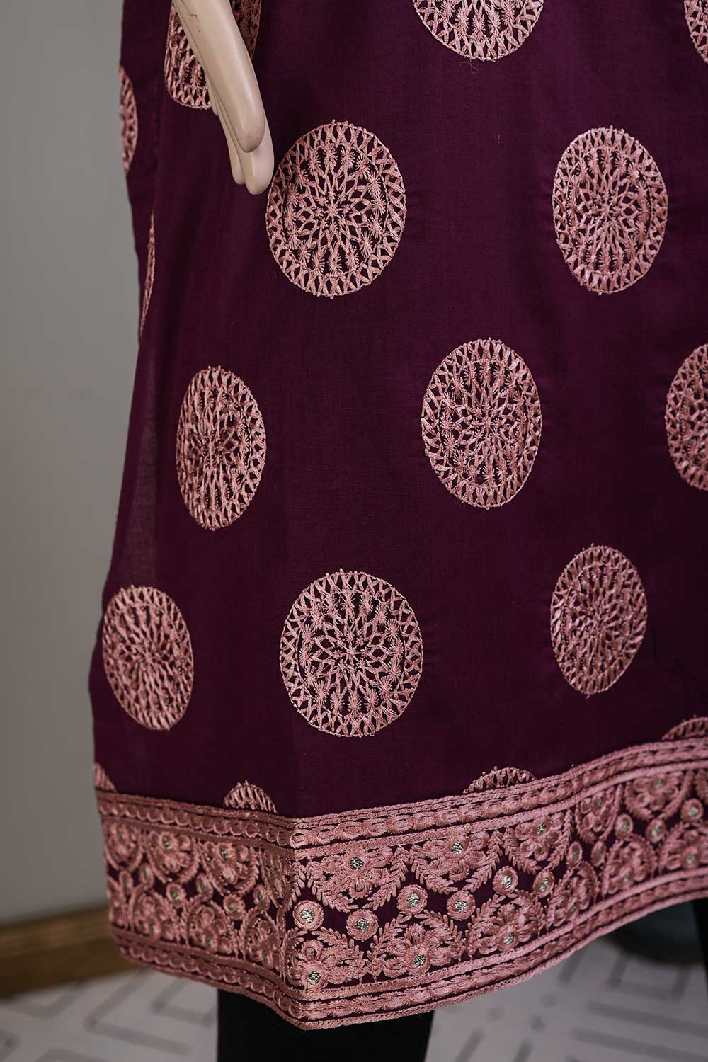 P-81-21-Purple - PY-04 - Cambric Embroidered Kurti