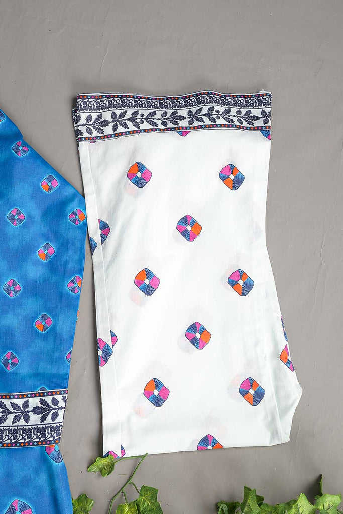 2Pc Cambric Digital Printed Shirt With Digital Printed Trouser - Rangooli 2pc (P-56-21-Blue)