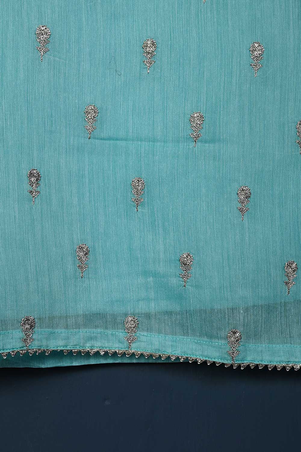 P-105-21-LightBlue - Euphonious - Paper Cotton Embroidered Kurti