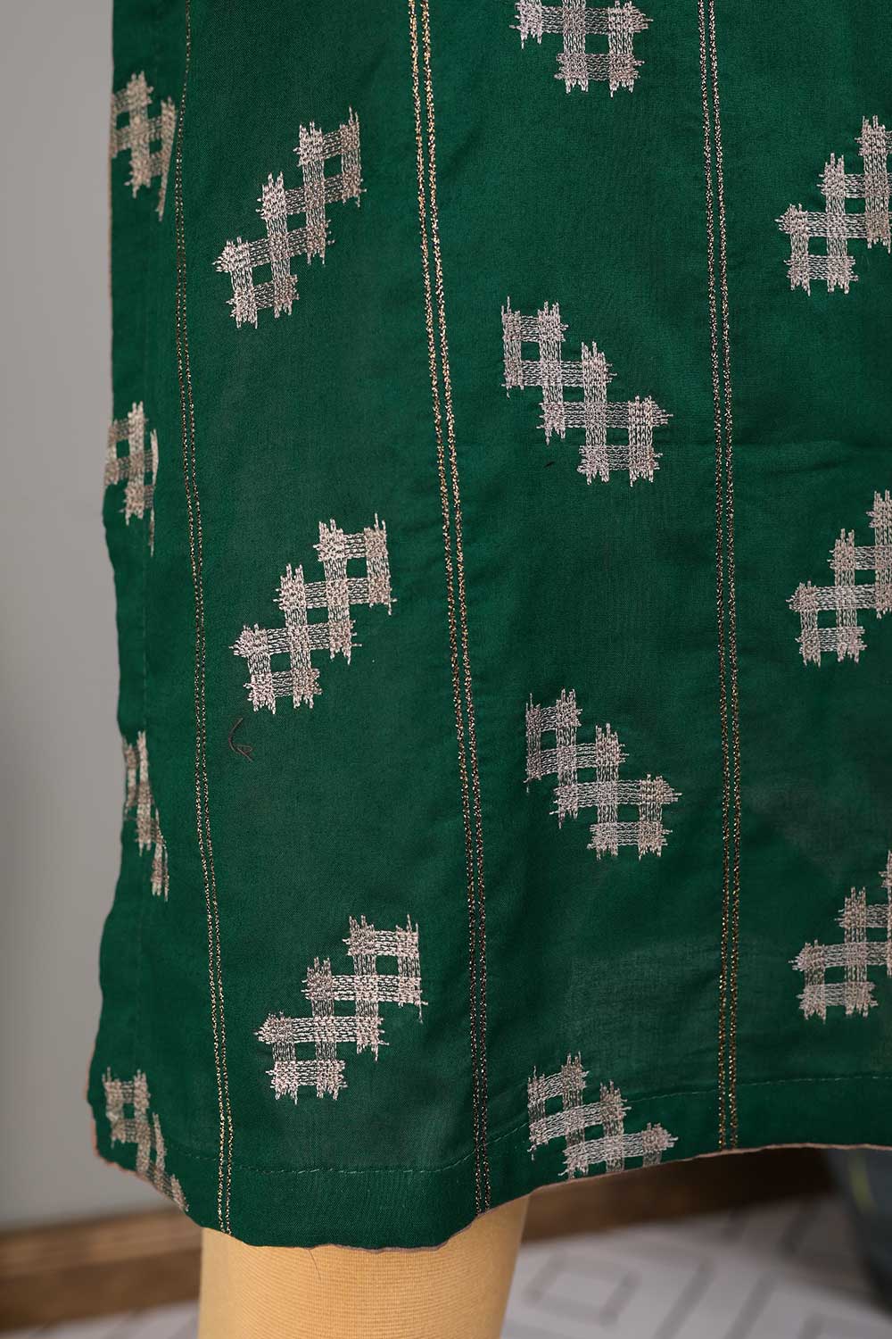 (PSW-06D-Green) - Cotton Embroidered Stitched Kurti