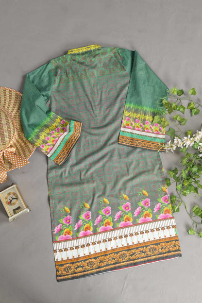 Cambric Printed Kurti - K&T Digital 2 (P-KTD2-21-Green)