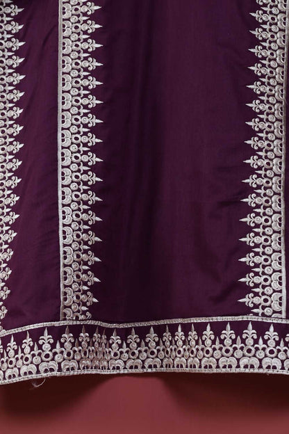 (PSW-08A-21-Purple) - Cotton Embroidered Stitched Kurti