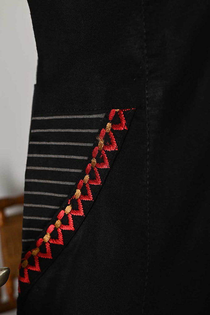 P-65-22-Black - Pocket Square - Cambric Embroidered Kurti